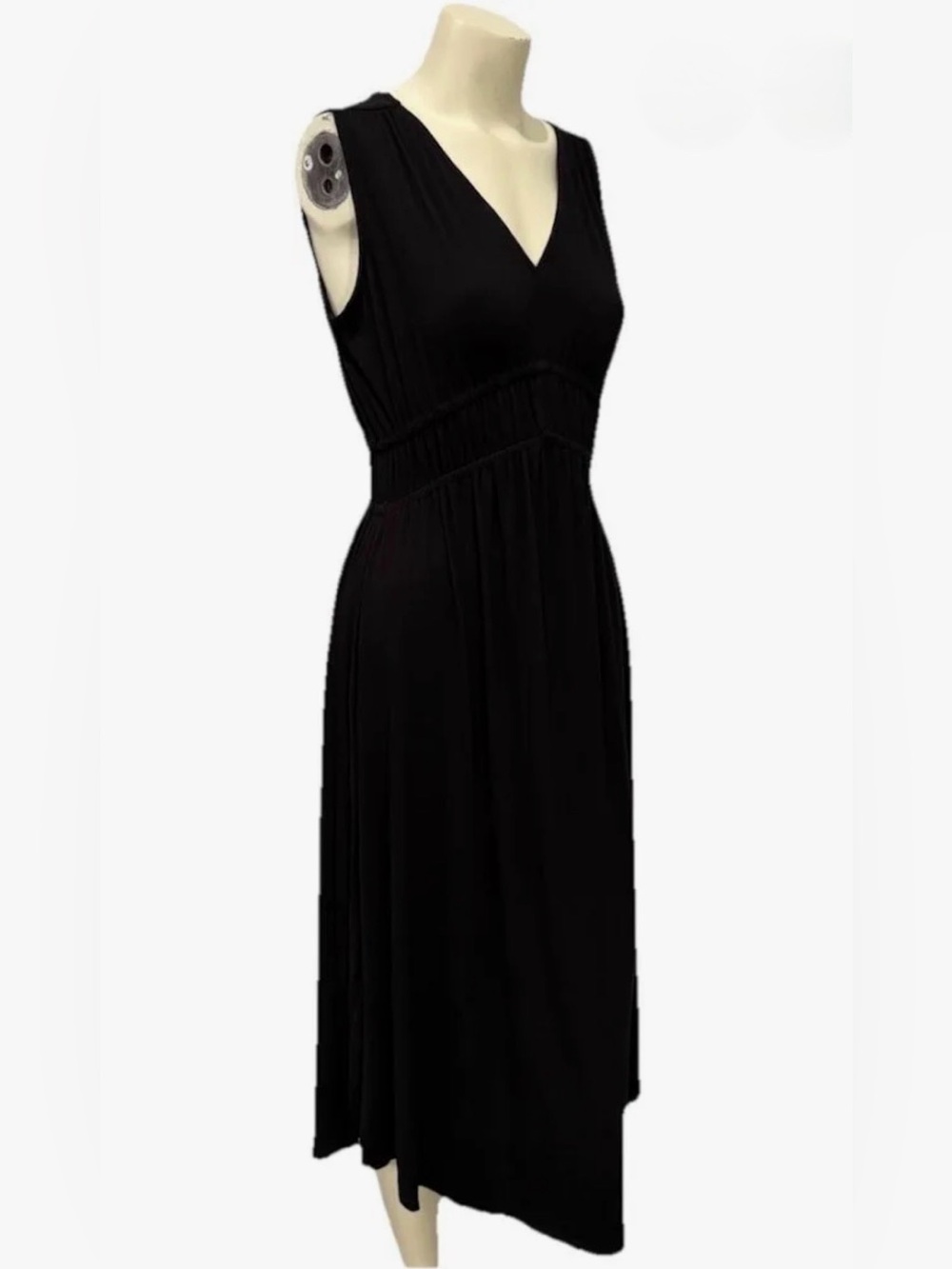 Joie Black Sleeveless Empire Waist V-Neck Maxi Dress, Large